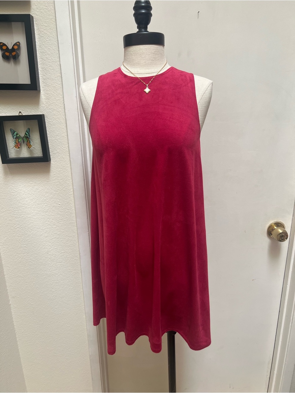 Socialite Mini Swing Dress in Deep Raspberry